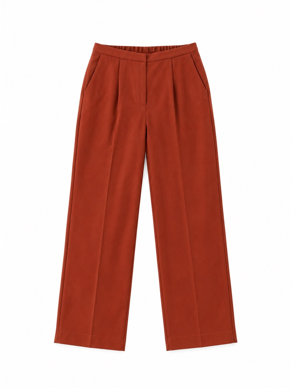 OAK + FORT Rust Terracotta Pleated Straight Leg Pants Size S